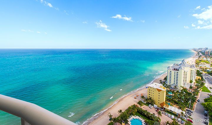 Southern Terrace View from Penthouse Residence 27D, Tower II at The Palms, Luxury Oceanfront Condos in Fort Lauderdale, Florida, 33305