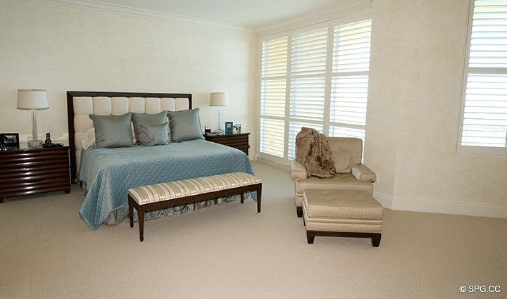Master Bedroom at Luxury Oceanfront Residence 26D, Tower I, The Palms Condominium, 2100 North Ocean Boulevard, Fort Lauderdale Beach, Florida 33305, Luxury Seaside Condos