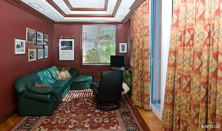 Den/Office at Luxury Oceanfront Residence  25D, Tower II, The Palms Condominium, 2110 North Ocean Boulevard, Fort Lauderdale Beach, Florida 33305, Luxury Seaside Condos 