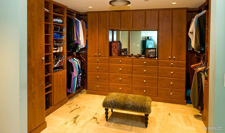 Master Wardrobe at Luxury Oceanfront Residence 23B, Tower II,The Palms Condominium, 2110 North Ocean Boulevard, Fort Lauderdale, Florida 33305, Luxury Waterfront Condos, Luxury Beachfront Condos, Miami