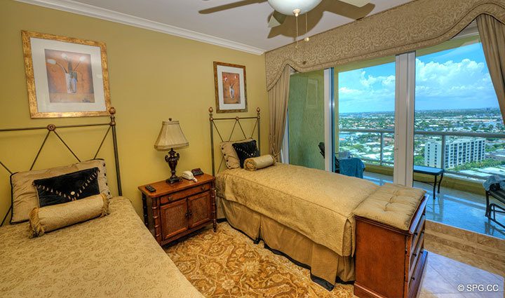 Guest Bedroom at Luxury Oceanfront Residence 21A, Tower II, The Palms Condominiums, 2110 North Ocean Boulevard, Fort Lauderdale Beach, Florida 33305, Luxury Seaside Condos 