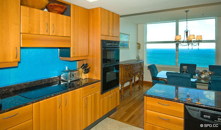 Kitchen at Luxury Oceanfront Residence 17E, Tower I, The Palms Condominium, 2100 North Ocean Boulevard, Ft. Lauderdale Beach, Florida 33305, Luxury Seaside Condos
