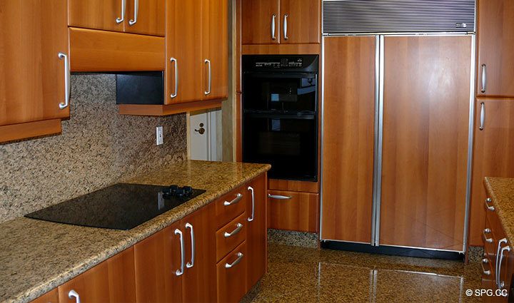Kitchen at Luxury Oceanfront Residence 15D, Tower I, The Palms Condominiums, 2100 North Ocean Boulevard, Fort Lauderdale Beach, Florida 33305, Luxury Seaside Condos