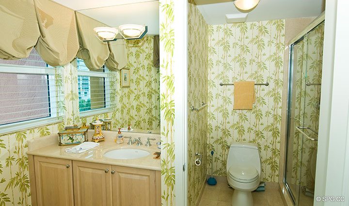 Guest Bathroom at Luxury Oceanfront Residence 7A, Tower II, The Palms Condominiums, 2110 North Ocean Boulevard, Fort Lauderdale Beach, Florida 33305, Luxury Seaside Condos