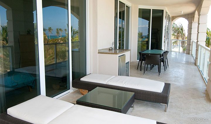 Expansive Terrace for Residence 304 at Bellaria, Luxury Oceanfront Condominiums in Palm Beach, Florida 33480.