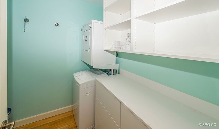Laundry Room in Oceanfront Villa 1 at The Palms, Luxury Oceanfront Condominiums Fort Lauderdale, Florida 33305