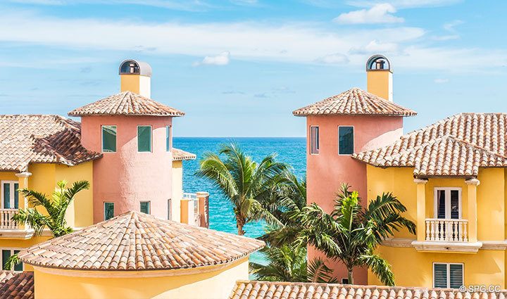 Courtyard and Ocean Views from Residence 6C, Tower I at The Palms, Luxury Oceanfront Condominiums Fort Lauderdale, Florida 33305