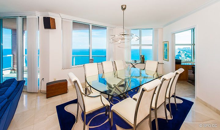 Dining Room inside Residence 22B, Tower II at The Palms, Luxury Oceanfront Condominiums Fort Lauderdale, Florida 33305