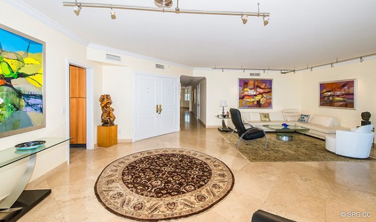 Large Open Living Area in Residence 12D, Tower I at The Palms, Luxury Oceanfront Condominiums Fort Lauderdale, Florida 33305