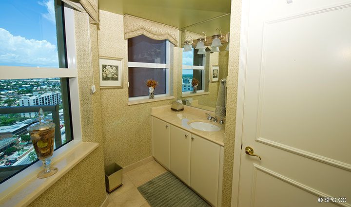 Bathroom at Luxury Oceanfront Residence 21A, Tower II, The Palms Condominiums, 2110 North Ocean Boulevard, Fort Lauderdale Beach, Florida 33305, Luxury Seaside Condos 