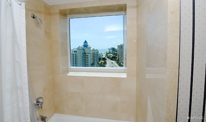 Guest Bathroom View, Residence 15E, The Palms, Tower I,  luxury oceanfront condo, 2100 North Ocean Boulevard, Fort Lauderdale Beach, Florida 33305, Luxury Beach Condos