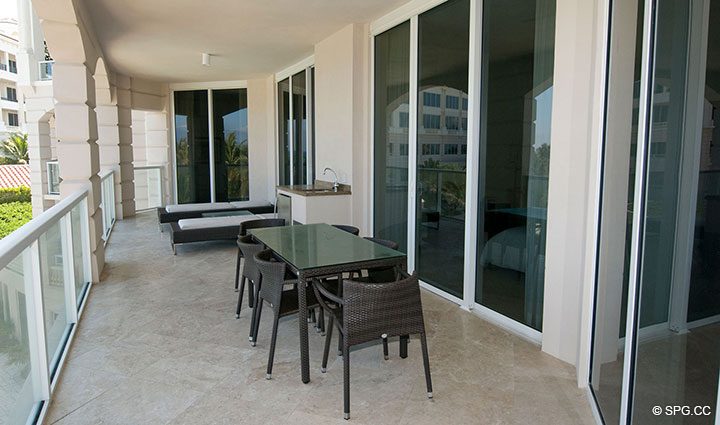 Oversized Private Terrace for Residence 304 at Bellaria, Luxury Oceanfront Condominiums in Palm Beach, Florida 33480.