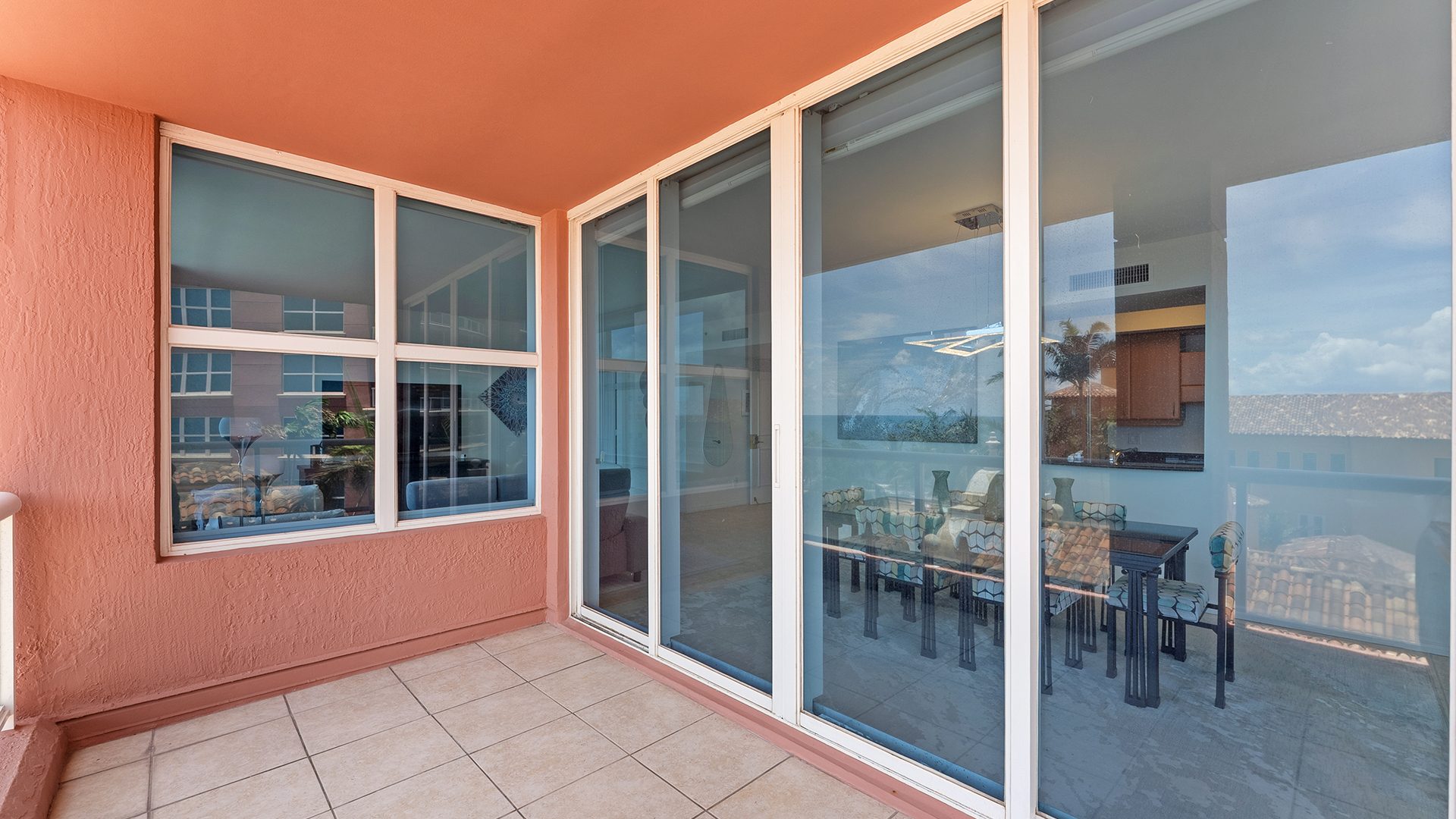 Courtyard and Ocean Views from Residence 6C, Tower I at The Palms, Luxury Oceanfront Condominiums Fort Lauderdale, Florida 33305