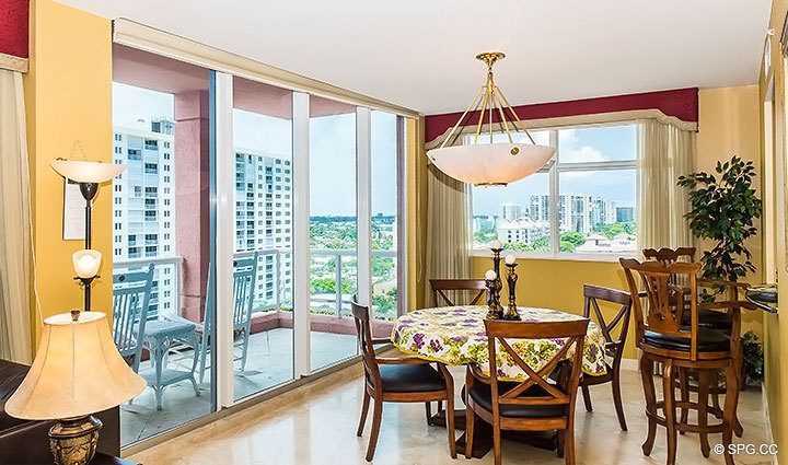 Dining Area inside Residence 10B, Tower I at The Palms, Luxury Oceanfront Condominiums Fort Lauderdale, Florida 33305