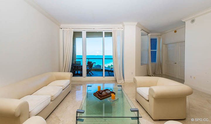 Kitchen View into Living & Dining Rooms in Residence 10D, Tower II at The Palms, Luxury Oceanfront Condominiums Fort Lauderdale, Florida 33305