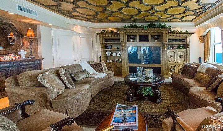 Gorgeous Living Area inside Penthouse Residence 27D, Tower II at The Palms, Luxury Oceanfront Condos in Fort Lauderdale, Florida, 33305