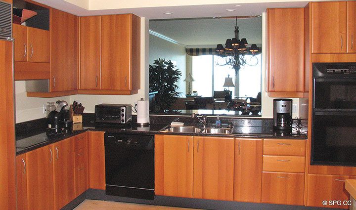 Kitchen at Luxury Oceanfront Residence 20D, Tower II, The Palms Condominium, 2110 North Ocean Boulevard, Fort Lauderdale Beach, Florida 33305, Luxury Seaside Condos