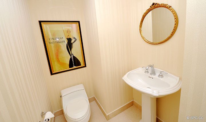 Powder Room, Residence 15E, The Palms luxury oceanfront condo, 2100 North Ocean Boulevard, Fort Lauderdale Beach, Florida 33305, Luxury Waterfront Condos