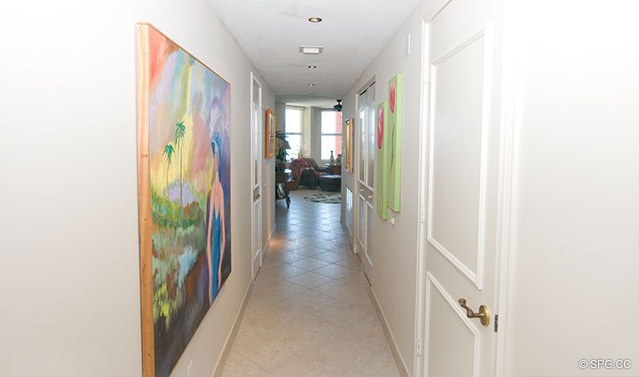 Hallway at Luxury Oceanfront Residence 6D, Tower I, The Palms Condominiums, 2100 North Ocean Boulevard, Fort  Lauderdale Beach, Florida 33305, Luxury Seaside Condos