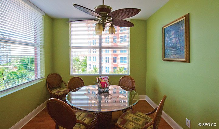 Breakfast Area at Luxury Oceanfront Residence 6B, Tower I, The Palms Condo, 2100 North Ocean Boulevard, Fort Lauderdale Beach, Florida 33305, Luxury Seaside Condos
