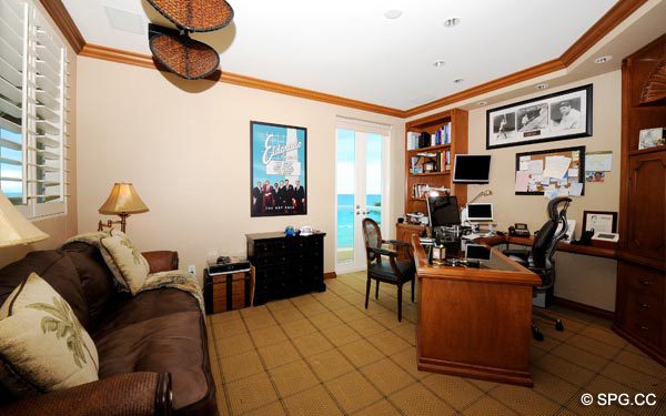 Den / Office  - Oceanfront Villa VI, The Palms luxury oceanfront condo, 2130 North Ocean Boulevard, Fort Lauderdale Beach, Florida 33305