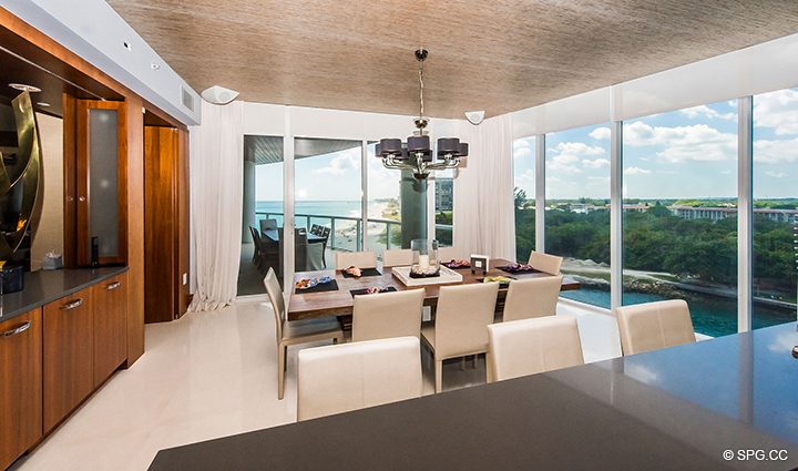 Huge Eat-In Kitchen in Residence 501 For Sale at 1000 Ocean, Luxury Oceanfront Condos in Boca Raton, Florida 33432.