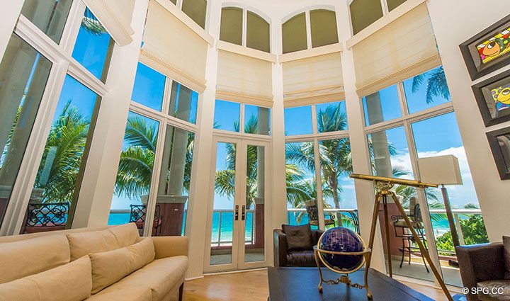 Living Room inside Oceanfront Villa 5 at The Palms, Luxury Oceanfront Condominiums Fort Lauderdale, Florida 33305