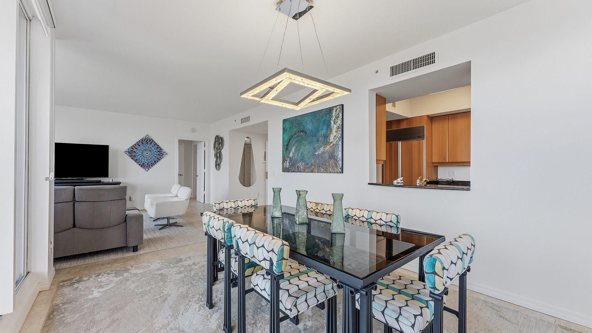 Beautiful Living Room View Inside Residence 6C, Tower I at The Palms, Luxury Oceanfront Condominiums Fort Lauderdale, Florida 33305