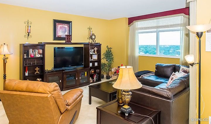 Living Room inside Residence 10B, Tower I at The Palms, Luxury Oceanfront Condominiums Fort Lauderdale, Florida 33305