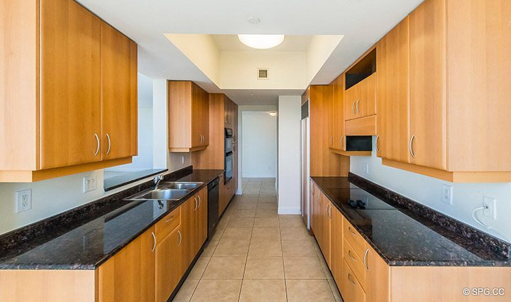 Kitchen inside Residence 10E, Tower I at The Palms, Luxury Oceanfront Condominiums Fort Lauderdale, Florida 33305