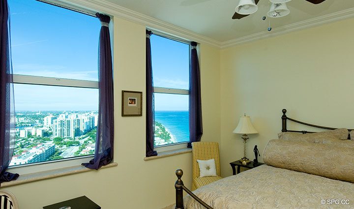 Guest Bedroom at Luxury Oceanfront Residence 28A, Tower II, The Palms Condominiums, 2110 North Ocean Boulevard, Fort Lauderdale Beach, Florida 33305, Luxury Seaside Condos