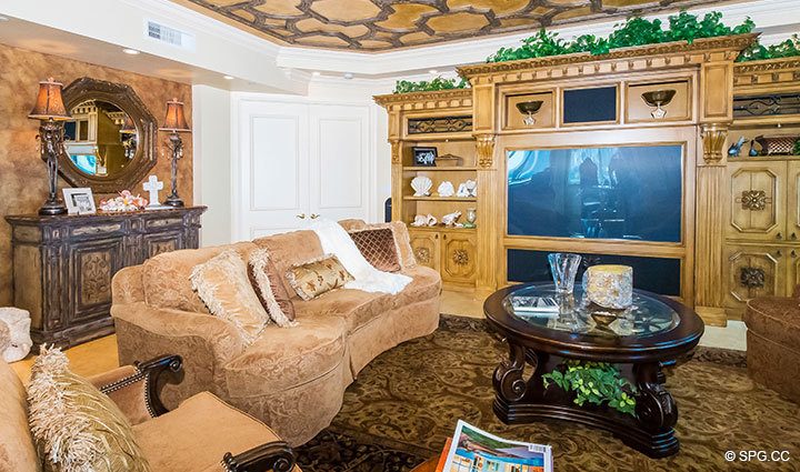 Living Room inside Penthouse Residence 27D, Tower II at The Palms, Luxury Oceanfront Condos in Fort Lauderdale, Florida, 33305