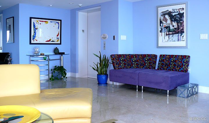 Great Room at Luxury Oceanfront Residence 24E, Tower II at The Palms Condominium, 2110 North Ocean Boulevard, Fort Lauderdale Beach, FL 33305, Luxury Waterfront Condos