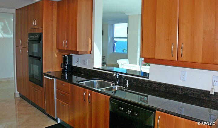 Kitchen at Luxury Oceanfront Residence 7F, Tower II, The Palms Condominiums, 2110 North Ocean Boulevard, Fort Lauderdale Beach, Florida 33305, Luxury Seaside Condos