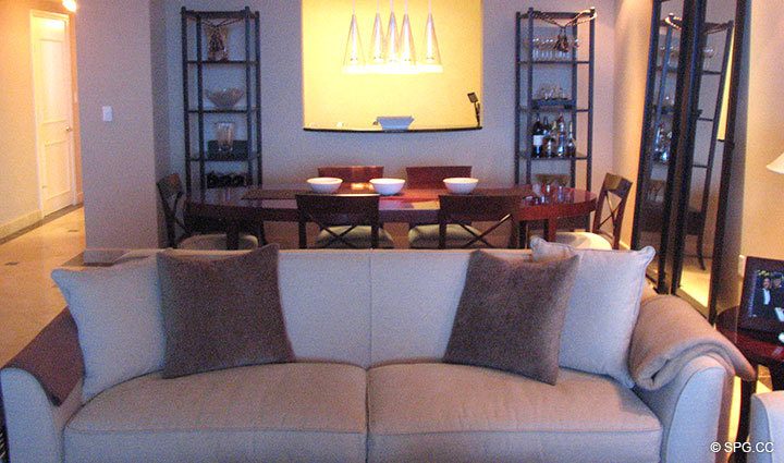 Dining Area at Luxury Oceanfront Residence 16D, Tower II, The Palms Condominiums, 2110 North Ocean Boulevard, Fort Lauderdale Beach,  Florida 33305, Luxury Seaside Condos