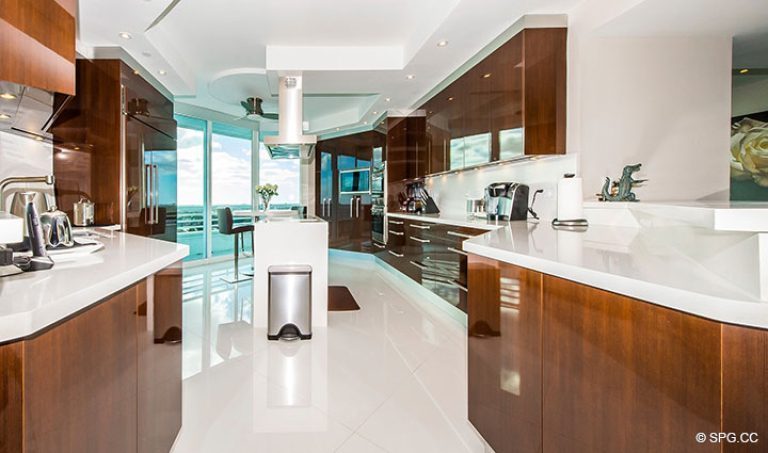 Downsview Kitchen inside Residence 18D at Cristelle, Luxury Oceanfront Condominiums in Lauderdale by the Sea, Florida 33062.