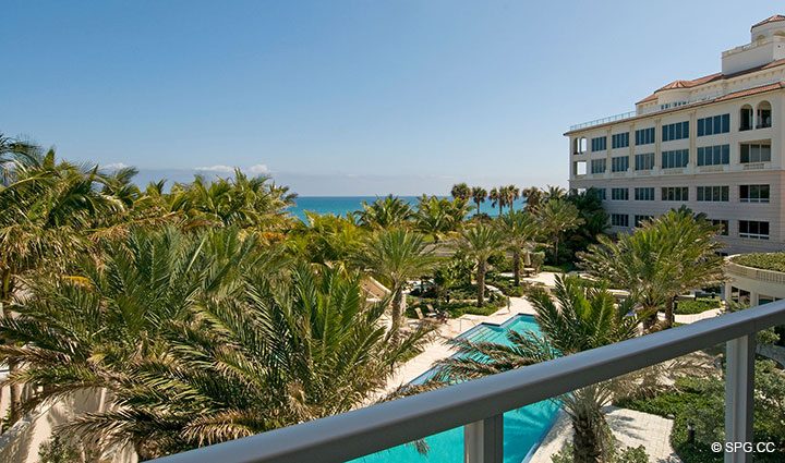 Terrace Views from Residence 304 at Bellaria, Luxury Oceanfront Condominiums in Palm Beach, Florida 33480.
