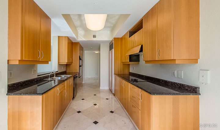 Kitchen with Snaidero Cabinetry in Residence 5E, Tower I at The Palms, Luxury Oceanfront Condominiums Fort Lauderdale, Florida 33305
