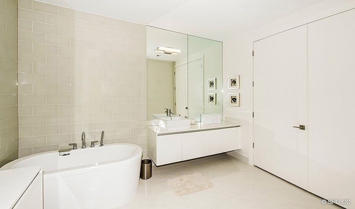 Master Bathroom inside Residence 301 at AquaVita Las Olas, Luxury Waterfront Condos Fort Lauderdale, Florida 33301