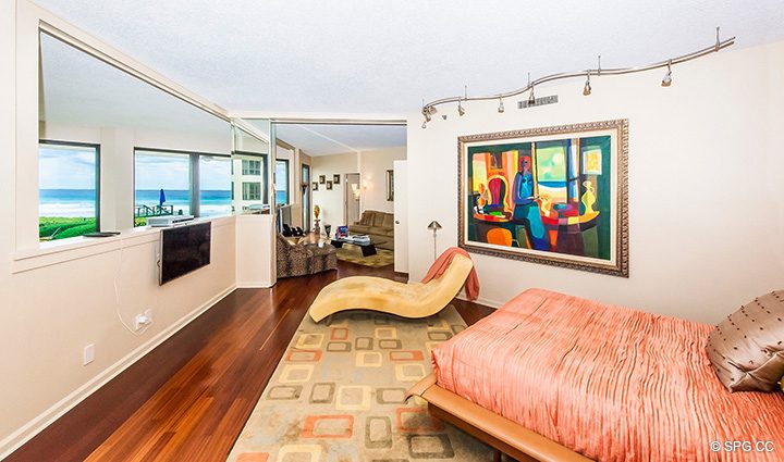 Bedroom inside Residence 1-101 at Oasis, Luxury Oceanfront Condos in Palm Beach, Florida 33480.