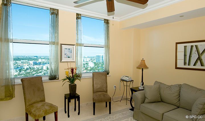 Den at Luxury Oceanfront Residence 28A, Tower II, The Palms Condominiums, 2110 North Ocean Boulevard, Fort Lauderdale Beach, Florida 33305, Luxury Seaside Condos