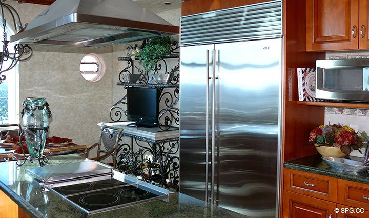 Kitchen at Luxury Oceanfront Residence 27D, Tower I, The Palms Condominium, 2100 North Ocean Boulevard, Fort Lauderdale Beach, Florida 33305, Luxury Seaside Condos