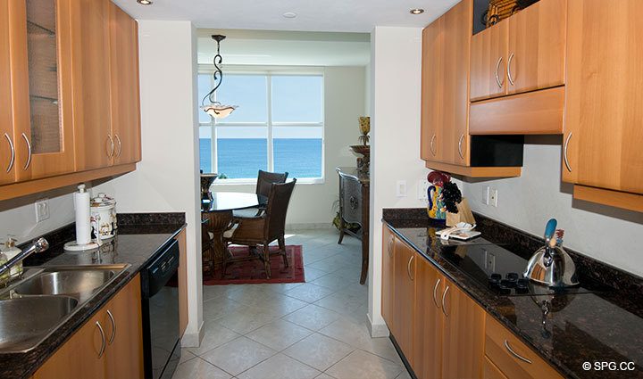 Kitchen at Luxury Oceanfront Residence 6D, Tower I, The Palms Condominiums, 2100 North Ocean Boulevard, Fort  Lauderdale Beach, Florida 33305, Luxury Seaside Condos