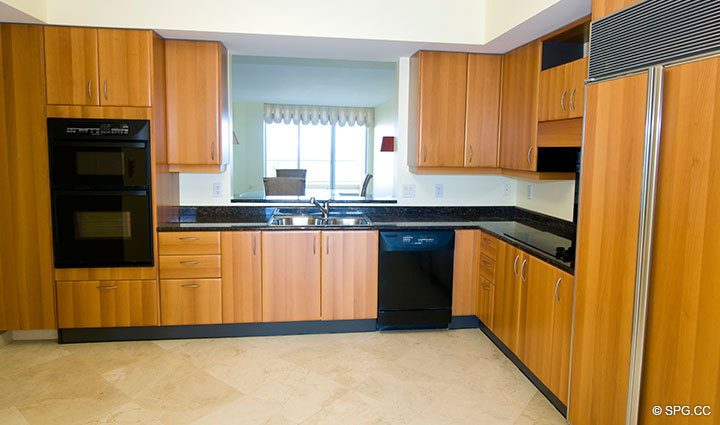 Kitchen at Luxury Oceanfront Residence 6A, Tower I, The Palms Condominiums, 2100 North Ocean Boulevard, Fort Lauderdale Beach, Florida 33305, Luxury Seaside Condos