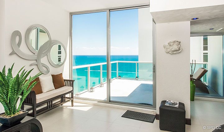 Living Room Terrace for Penthouse 10 at Sian Ocean Residences, Luxury Oceanfront Condominiums Hollywood Beach, Florida 33019