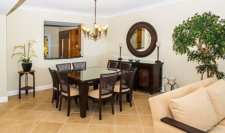 Dining Room inside Residence 6D, Tower II at The Palms, Luxury Oceanfront Condos. 2110 North Ocean Blvd. Fort Lauderdale, Florida 33305