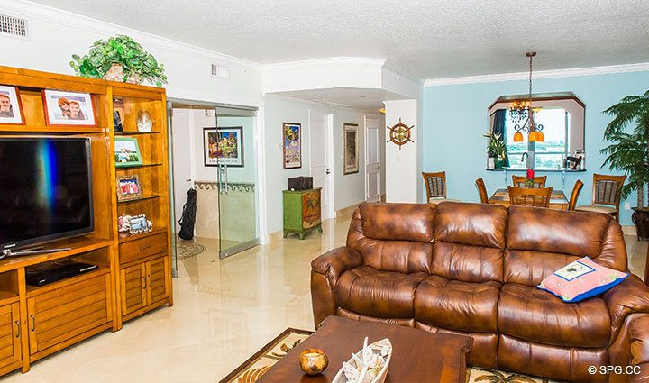 Living Room inside Residence 17D, Tower II at The Palms, Luxury Oceanfront Condominiums Fort Lauderdale, Florida 33305