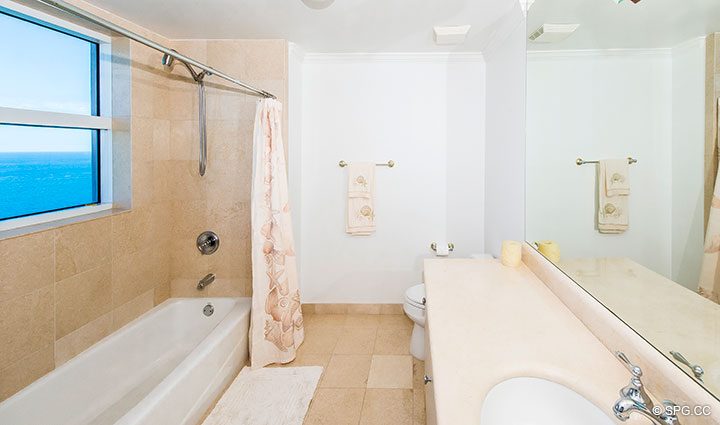 Guest Bathroom inside Residence 22B, Tower II at The Palms, Luxury Oceanfront Condominiums Fort Lauderdale, Florida 33305