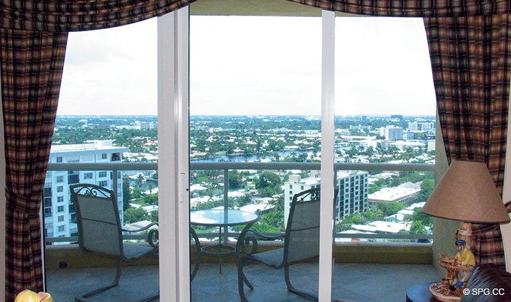 View to Terrace at Luxury Oceanfront Residence 21D, Tower II, The Palms Condominiums, 2110 North Ocean Boulevard, Fort Lauderdale Beach, Florida 33305, Luxury Seaside Condos