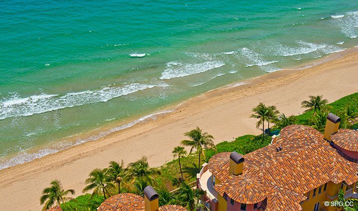View of Beach at Luxury Oceanfront Residence 21A, Tower II, The Palms Condominiums, 2110 North Ocean Boulevard, Fort Lauderdale Beach, Florida 33305, Luxury Seaside Condos 